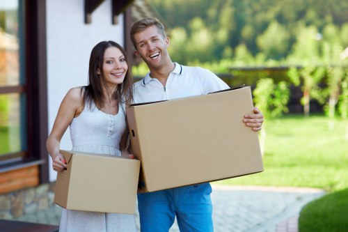 Packed boxes and furniture prepared for house removals in Harringay