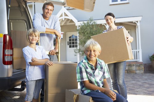 Professional removals crew securing items for transport
