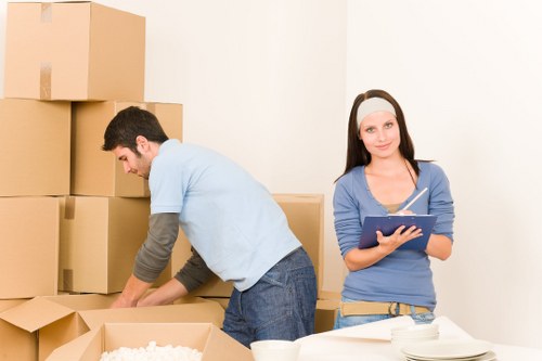 Commercial moving service loading office items in Harringay