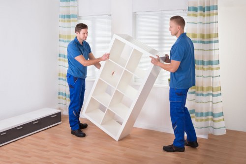 Securely arranged boxes and furniture inside a van