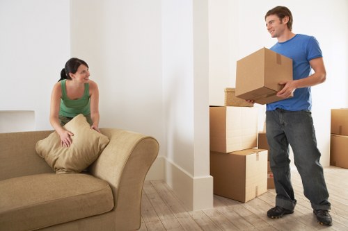 Packed furniture ready for transport during a local Harringay removal